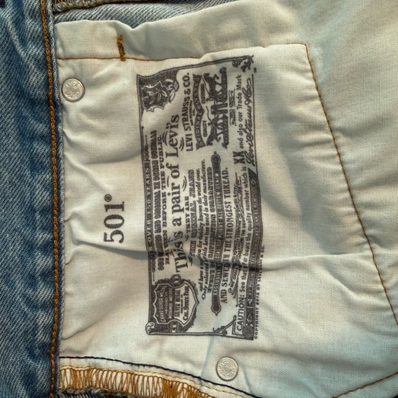 Levi's Light Blue Distressed Jean Shorts - Picture 5 of 5